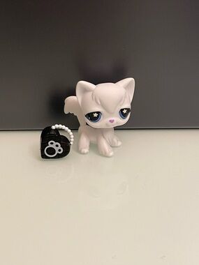 LPS G7 Angora Cat #452 Series 5 + Card & Heart Purse Accessory